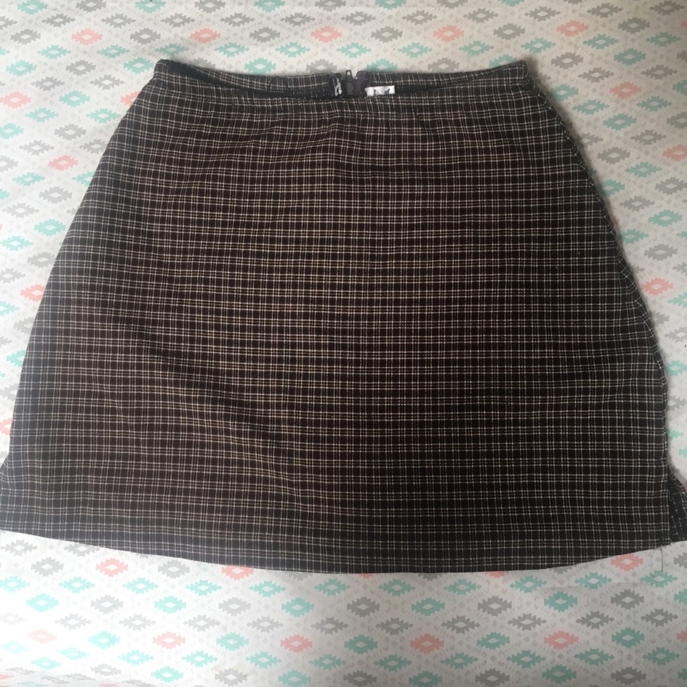 Brown Plaid Skirt